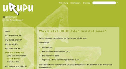 Screenshot der früheren Website www.urupu.ch
