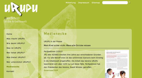 Screenshot der früheren Website www.urupu.ch